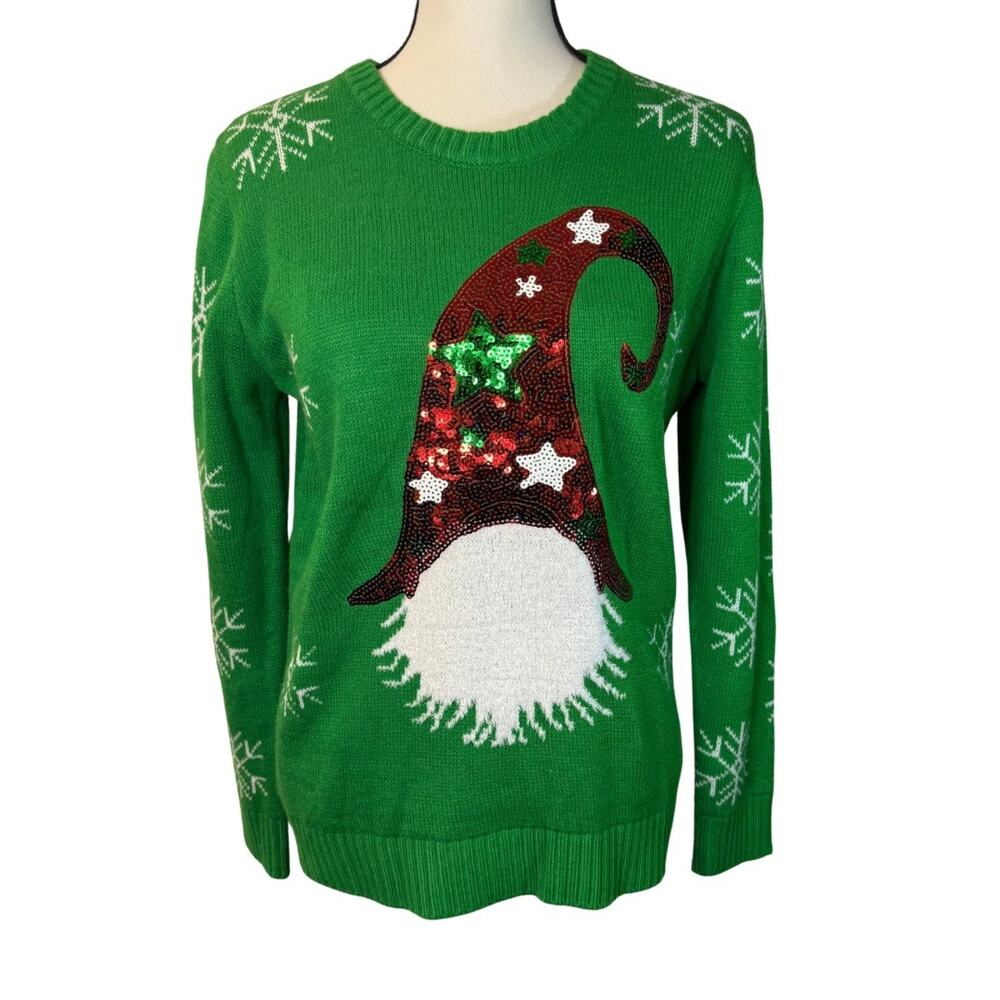 Poof Women’s Gnome Christmas Sweater Size M